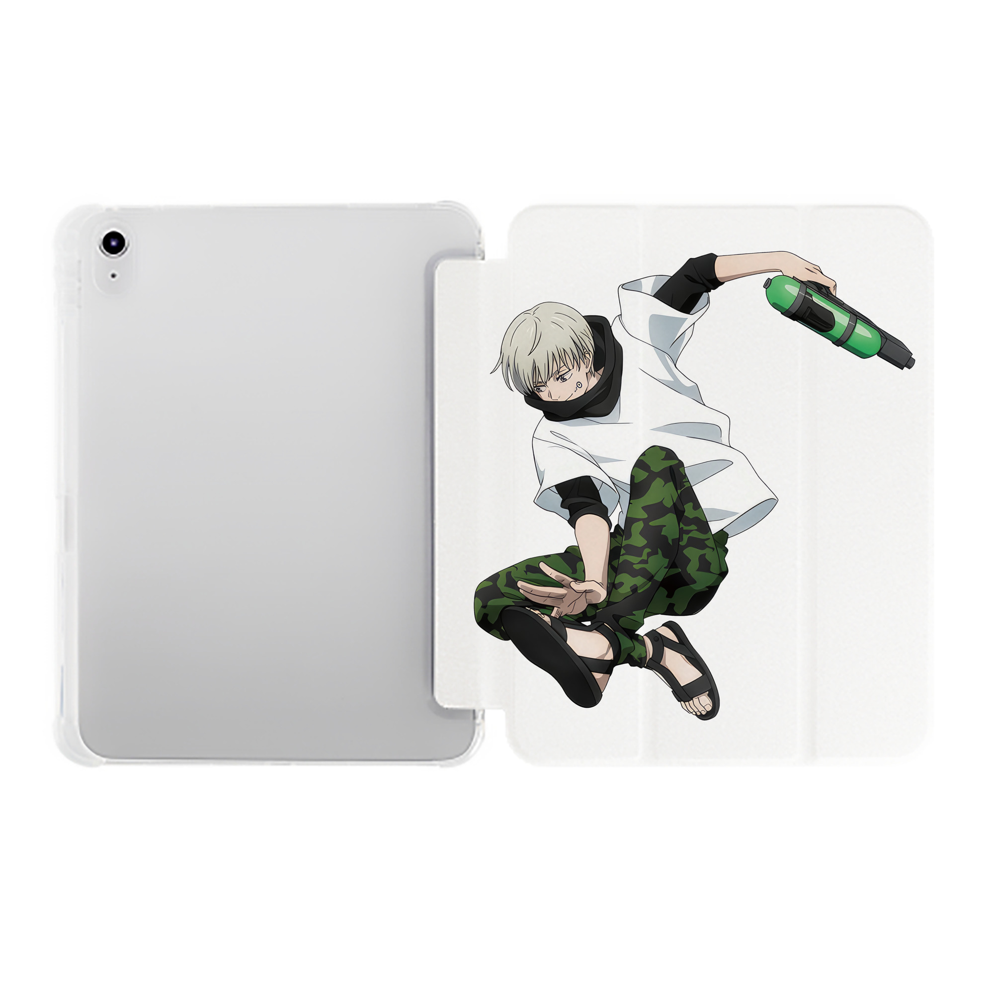 （画像用） 呪術廻戦 Jujutsu Kaisen IPad ケース ペン収納付き 三つ折りスタンド PUレザー×シリコン 対応機種9.5/10.5/10.9インチ